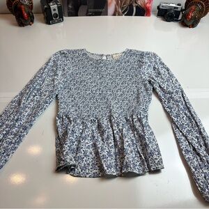 Universal Thread Blue and White Floral Blouse